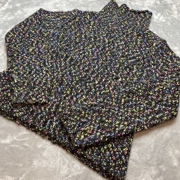 Northern Isles Confetti Sweater Womens M Black Spotted Mohair Blend Turtleneck - Picture 1 of 7